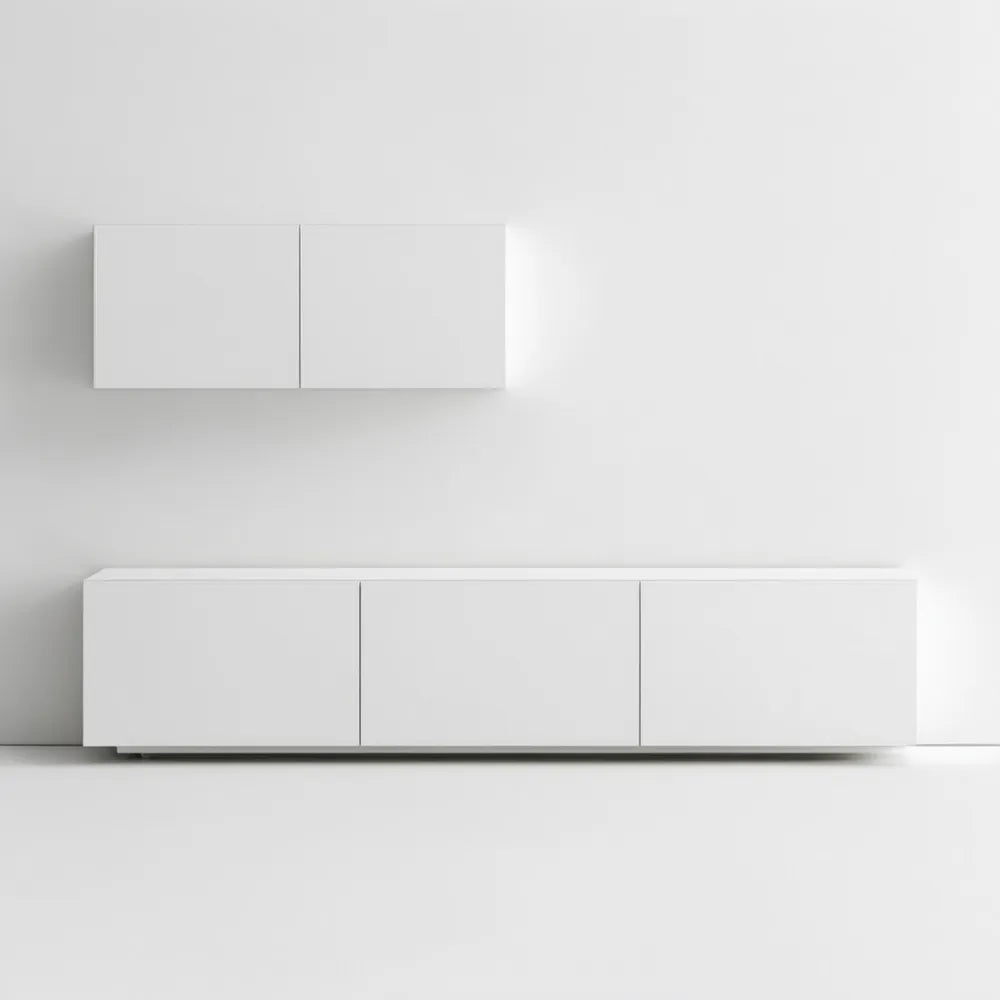 Biały zestaw szafek RTV 180 × 40 × 40 cm i 90 × 35 × 40 cm