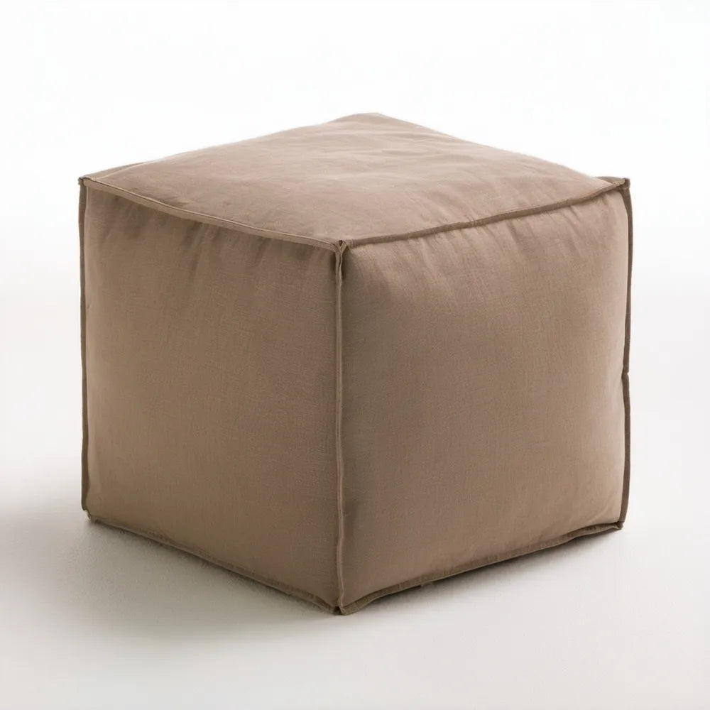 Sześcienna pufa z poliestru Taupe 40 x 40 x 40 cm