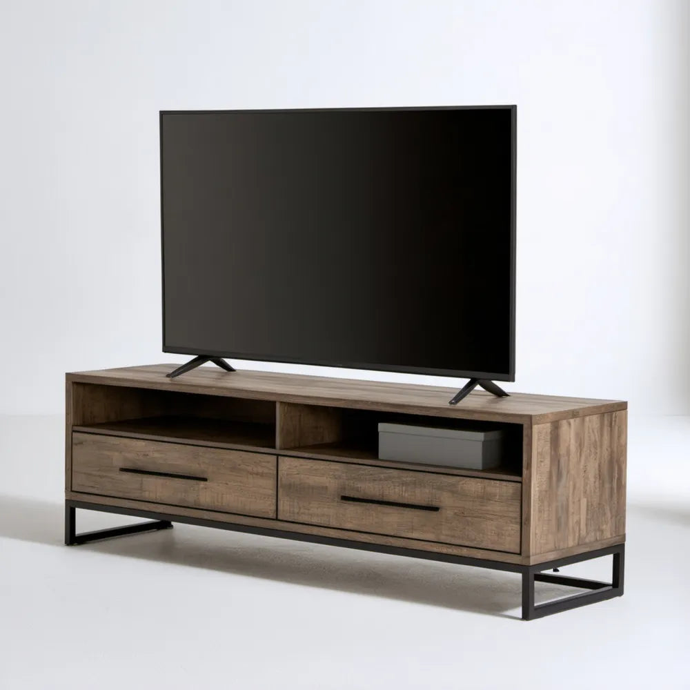 Szafka RTV 160 x 40 x 55 cm w kolorze dąb rustykalny/czarny