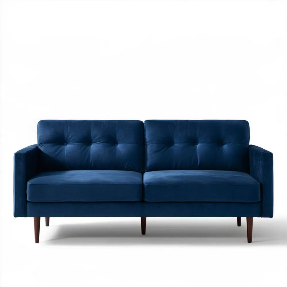 Dwuosobowa sofa z aksamitu poliestrowego granatowa 160 x 85 x 85 cm