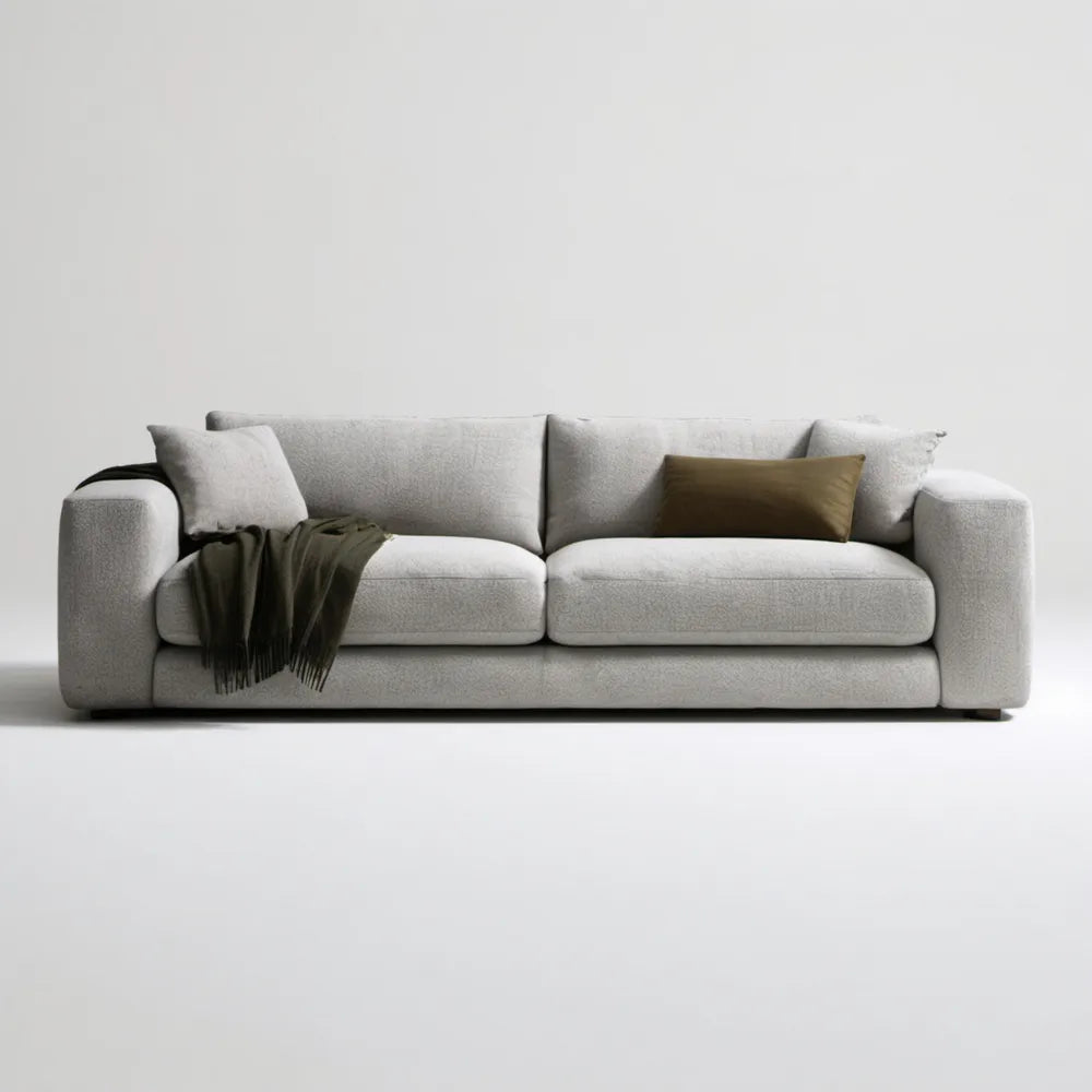 Trzyosobowa kanapa bouclé jasnoszara 220 x 95 x 78 cm