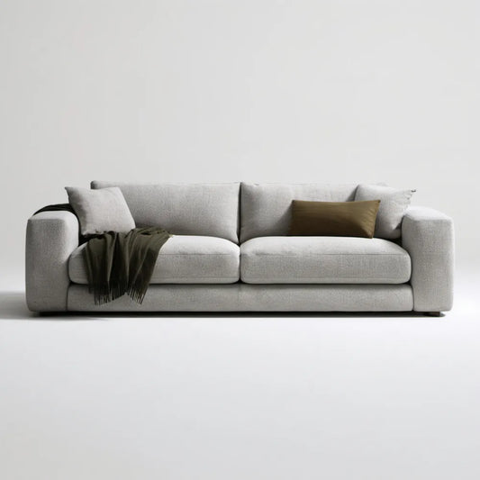 Trzyosobowa kanapa bouclé jasnoszara 220 x 95 x 78 cm