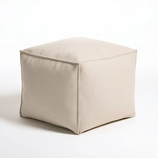 Kremowa pufa tapicerowana z poliestru 45 x 45 x 45 cm