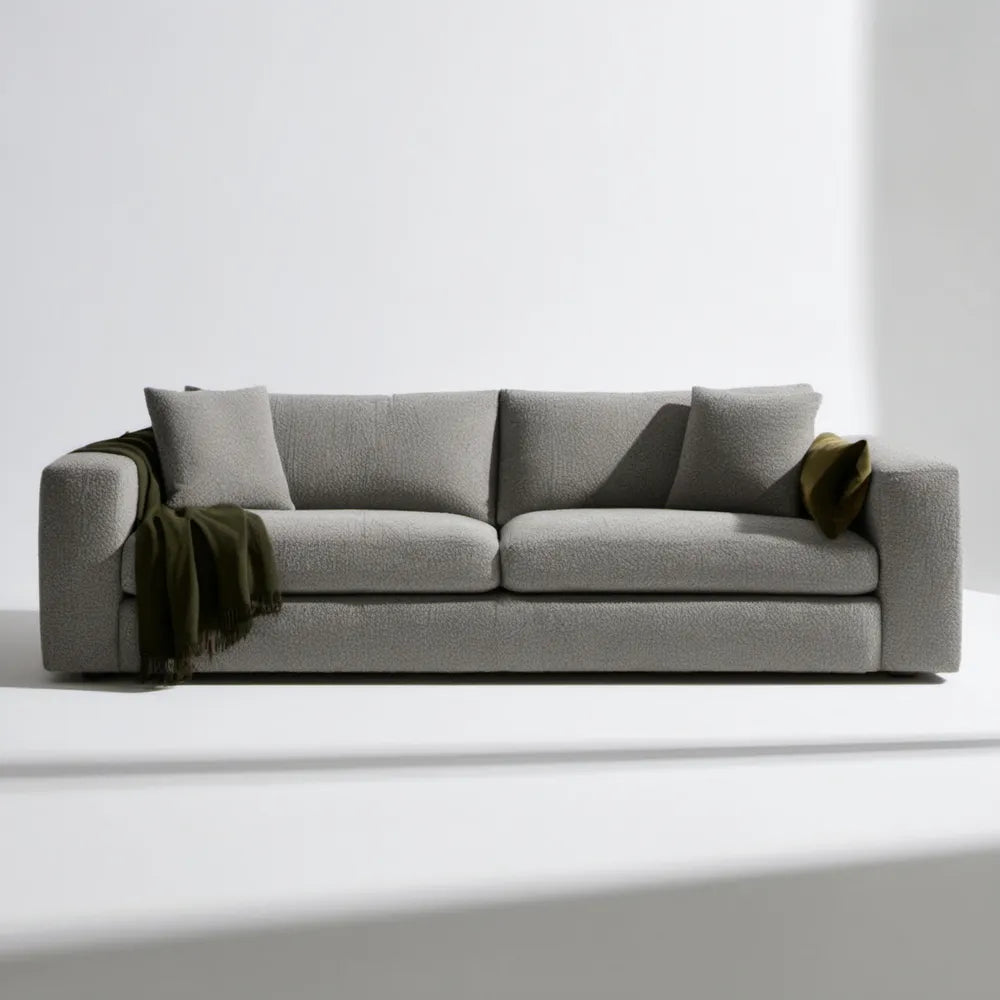 Trzyosobowa sofa tapicerowana szara 220 x 95 x 85 cm