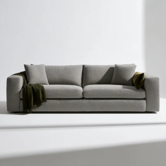 Trzyosobowa sofa tapicerowana szara 220 x 95 x 85 cm