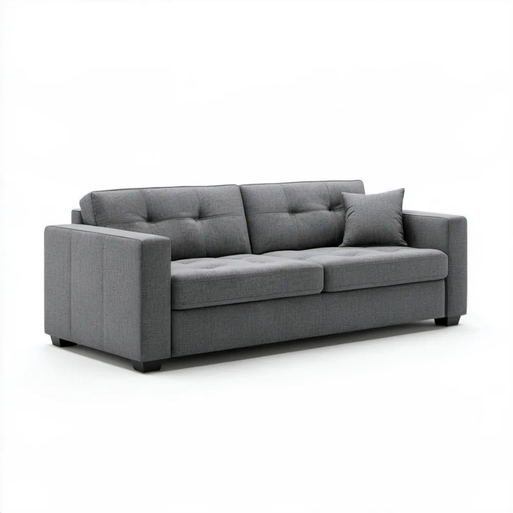Szara sofa trzyosobowa z tapicerką poliestrową 210 x 90 x 85 cm