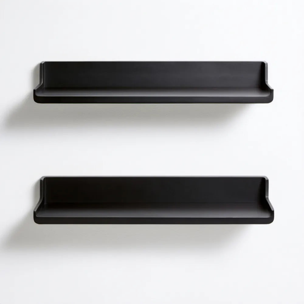 Zestaw 2 czarnych prostokątnych półek ściennych MDF 60 x 12 x 8 cm