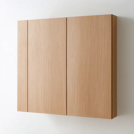 Wisząca szafka z 3 frontami, fornir dębowy naturalny, 120 x 30 x 80 cm