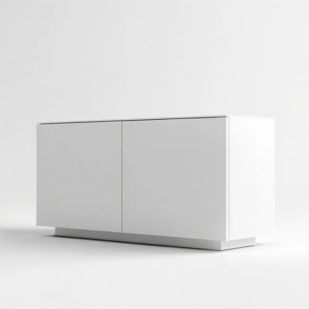 Biała dwudrzwiowa szafka RTV minimalistyczna 120 × 40 × 70 cm