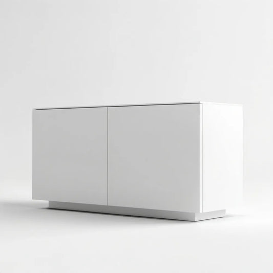 Biała dwudrzwiowa szafka RTV minimalistyczna 120 × 40 × 70 cm