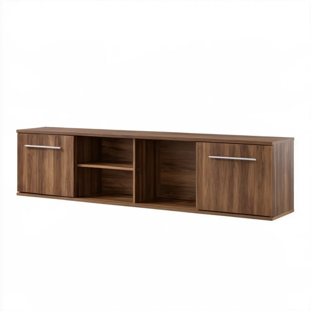 Szafka RTV z płyty laminowanej, orzechowo-srebrna, 180 × 40 × 45 cm