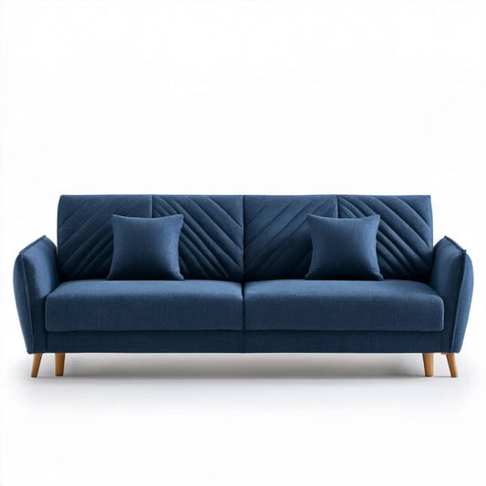 Granatowa sofa trzyosobowa z poliestrową tapicerką, 210 x 88 x 86 cm
