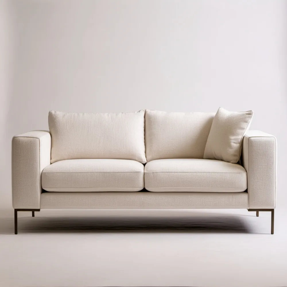 Kremowa sofa dwuosobowa z czarnymi nogami, 180 x 85 x 82 cm