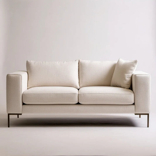 Kremowa sofa dwuosobowa z czarnymi nogami, 180 x 85 x 82 cm