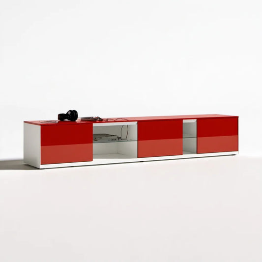 Szafka RTV czerwono-biała z połyskiem, 200 x 40 x 45 cm